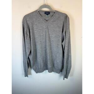 Peter Millar Collection Golf V Neck Gray Pullover Sweater Merino Wool Flex XL